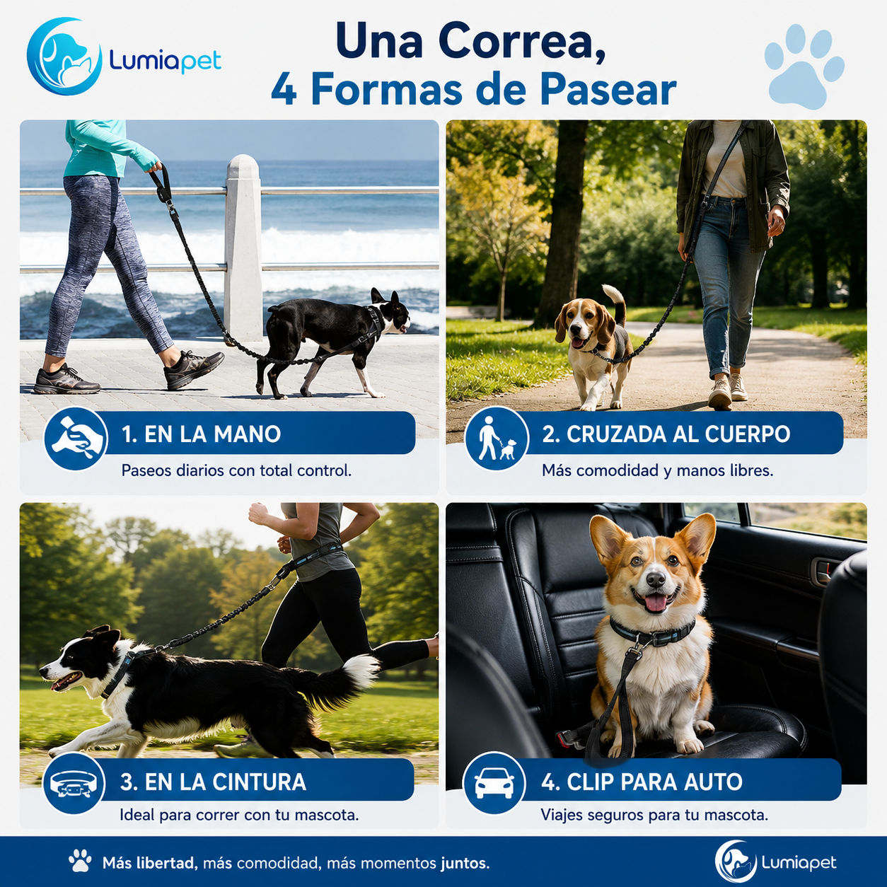 🐾 LumiaLeash™ | Correa Manos Libres 4 en 1 para Perros