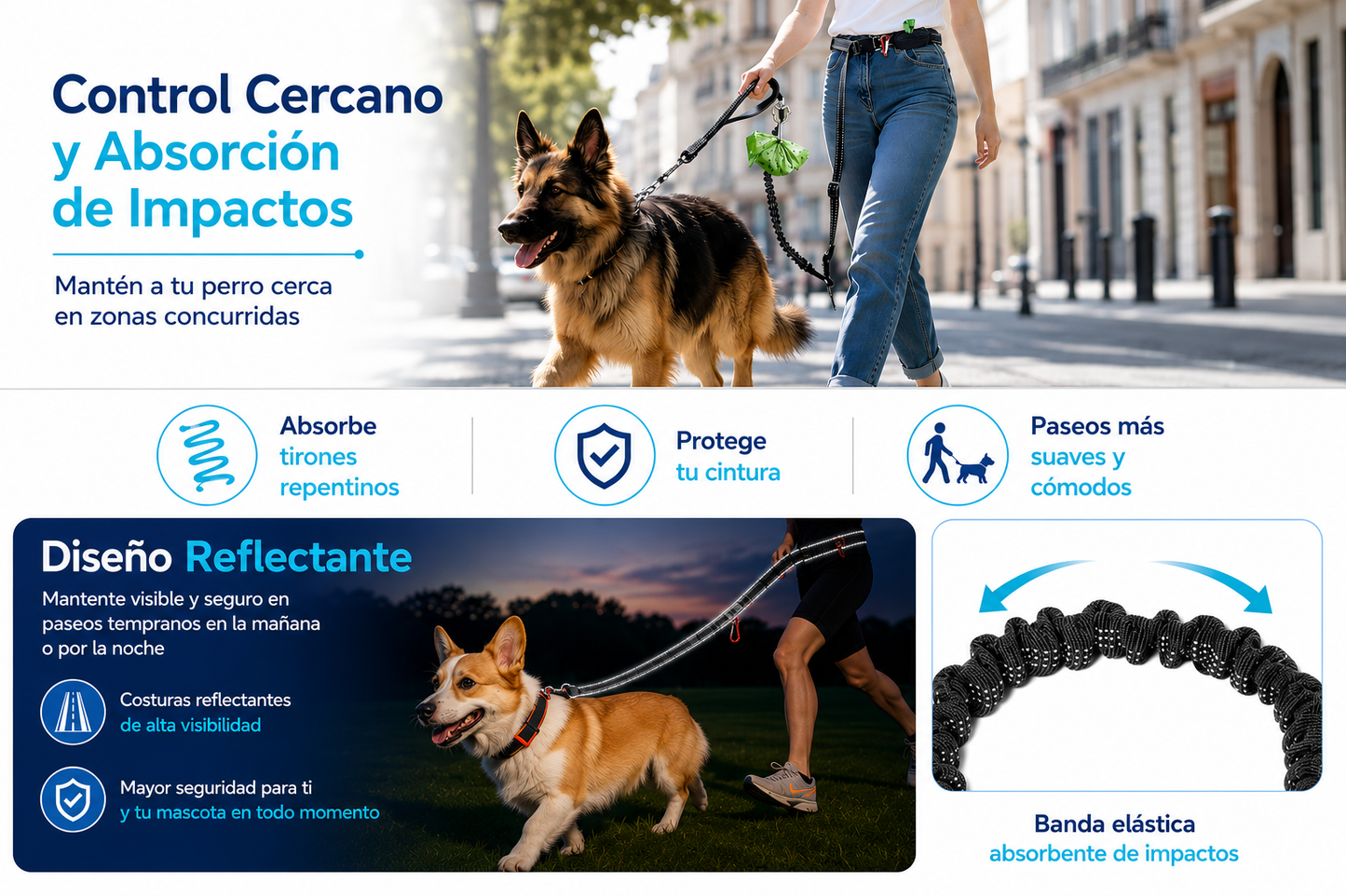 🐾 LumiaLeash™ | Correa Manos Libres 4 en 1 para Perros