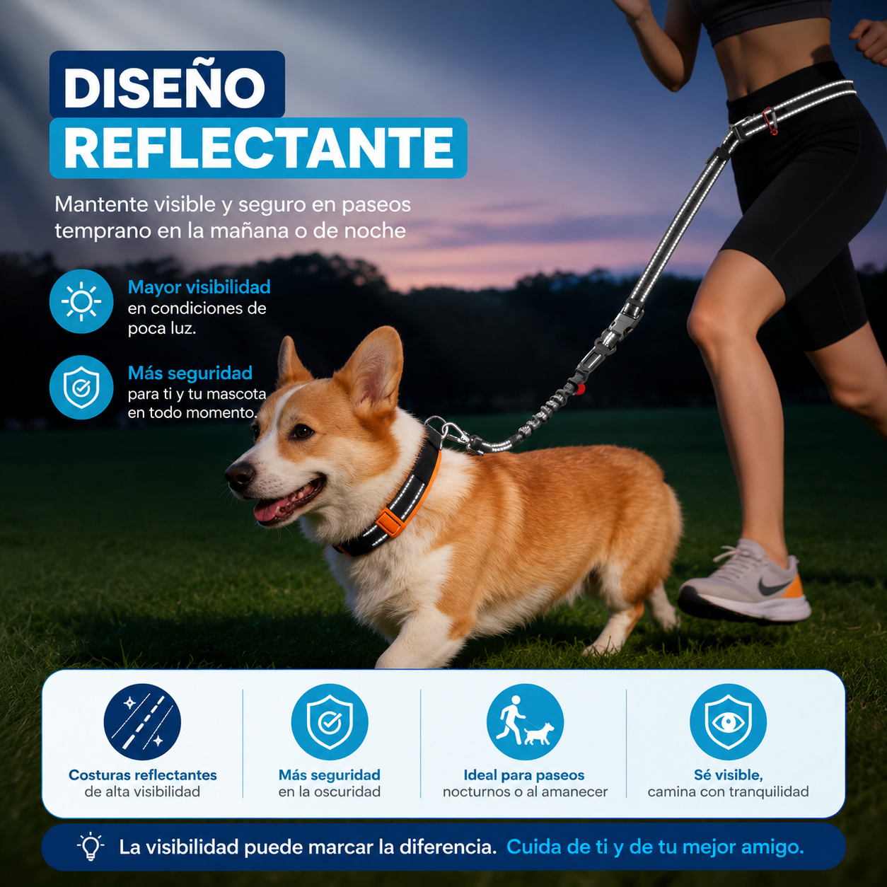 🐾 LumiaLeash™ | Correa Manos Libres 4 en 1 para Perros