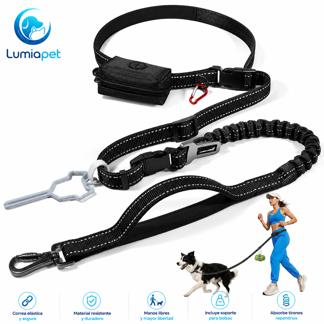 🐾 LumiaLeash™ | Correa Manos Libres 4 en 1 para Perros